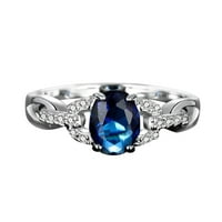 Wozhidaoke prstenovi za žene geometrija dijamantni prsten elegantni prsten za rhinestone plavi crveni