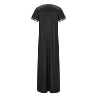 Odieerbi haljine za ženske casual haljine V-izrez Split Slip Slip Slip Crno