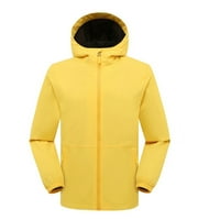 Ženska ležerna boja kaputa modna odjeća labav dugi rukav puni zip up vjetrootporni kaput za padajuće vrhove prevelike jakne za kišu u trendovskim duksevima sa džepom žute xxl majice