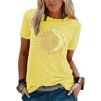 Moonker Womens Tops Košulje za žene Bluza s kratkim rukavima, majica s kratkim rukavima TOP VINTAGE RESTED 4XL ŽUTO