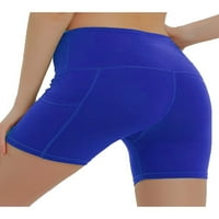Joga kratke hlače za žene sa džepovima Birke visoki struk za bicikle trčanje Horts Compression Halts Blue XL