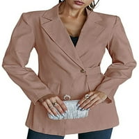 Glonme dame gumb dole džepove Decor Cardigan jakna Slim Fit V izrez Blazers Solid Boja poslovnih jakne