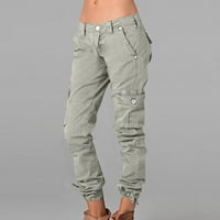 Cacommmark PI Ženske hlače Plus Veličina čišćenja teretna pantalone Solid Color Hippie Punk Jogger džep