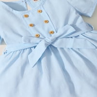 Novorođenčad Dječja odjeća Djevojka Djevojka Ljetna haljina kratki rukav okrugli izrez Dress Dress Baby Girl Slatka haljina Plava 3- mjeseci