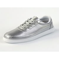 Daeful Womens Flats Comfort tenisice čipke cipele u obliku klizanja na otvorenom neklizajućku modnu čvrstoću boju šetnje cipela srebrna 7