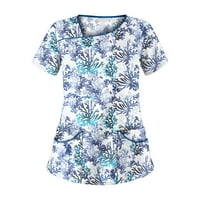 Ženski vrhovi okrugla dekoltena ravna odjeća za bluze Grafički printira žene ljetne majice kratkih rukava