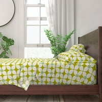 pamučne listove, sawin set - Chartreuse Midcentury mod Teal napušta prirodu Art Deco Print Custom posteljina od strane kašičice
