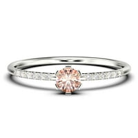 Stillling minimalističke morgatite i dijamantski movali za ručni rez i dijamantni moissanite pristupačni zaručni prsten, vjenčani prsten u 10K čvrsto bijelo zlato, poklon za njenu, minimalnu ideju poklona za ženu