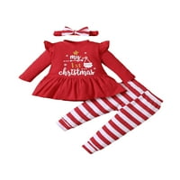 Cathery Newborn Moja 1. božićna djevojačka odjeća haljina ruffle majica haljina plairana hlače sa trakom