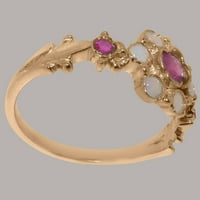 Britanci napravio 14k ružičasto zlato stvarno istinsko rubin i opal ženski Obećani prsten - veličine opcija - veličine 5,75