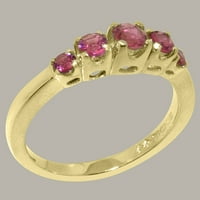 Britanski izrađeni čvrsti 10k žuti zlatni prirodni ružičasti turmalinski ženski prsten - Veličine opcije - Veličina 12