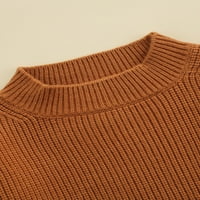FIOMVA Unise dječji džemper, pune boje O-izrez dugih rukava pletene vrhove smeđe 6- mjeseci