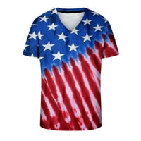 4. jula Patriotska majica za muškarce Casual V izrez kratkih rukava Plava i crvena američka zastava