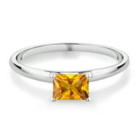 Gem Stone King 1. CT Princess Yellow Citrine 10k bijeli zlatni prsten
