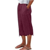Aueoeo Plus veličine kapri hlače za žene labave pogodne pantalone sa širokim nogama sa džepovima Work