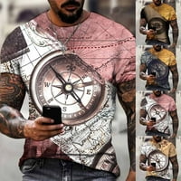 Muškarci Ljetni 3D kompas Grafički kratki rukav Sportska teretana Fitness mišićni majica