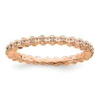Sterling srebrne boje za izraze dijamantski ružičasti prsten - veličina 6