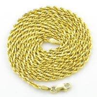 Nuragold 14k Žuti zlatni uže za dijamant ili glenet na narukvicu ili gleć, žene, ženski mens jastog