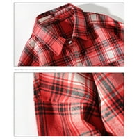 Muške modne ležerne plaćene majice Regularni fit dugi rukav s dugim rukavima niz reversku košulju u trendyju jesen i zimska bluza za mlade crveni xl