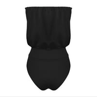 Cuoff bikini Žene Modni čvrsti kolor cijevi vrhunska ramena Ženski kupaći kupaći kostim crni 1x