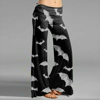 Mrigtriles Ženska modna Halloween Print Casual Pather sa pantalonama za crtanje široke pantalone za