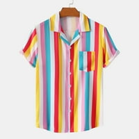 Muške prugaste košulje casual majice s kratkim rukavima dolje majice za odmor na plaži Summer Revel