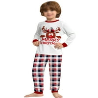 Beiwei mammy tata Boja blok djece i hlače za spavanje za spavanje za spavanje CREW DECT kombinezon za bebe Porodični obitelj Pajamas Set Žene Muškarci Djeca Elk Print Fall Nightwear Crvena beba 6m