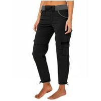 Teretne hlače za žene, žene ženske vrećice visokog struka Y2K hlače s džepovima opušteno jogger ženske casual vučne elastične struke konusne hlače, crno & xxl