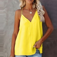 Ženski vrhovi ženske bluze bez rukava casual pune ljetne V-izrezne košulje žuto 5xl