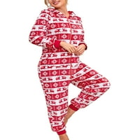 Žene jednodijelno Pijamas Flannel božićni kombinezon za salon za žene za toplu sklizajuću odjeću za spavanje s kapuljačom Rompers noćna odjeća