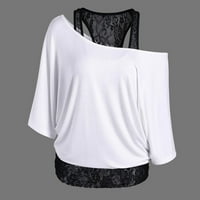 Ženski vrhovi Halter Ženska bluza Modni grafički grafički otisci Summer rukave T-majice Tunic Tee White