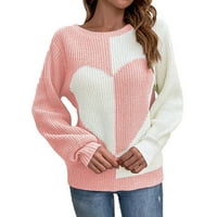 Iopqo džemperi za žene jesen Nova ljubav kontrast Kontrola boja o vratu Duks dame labav džemper dugih