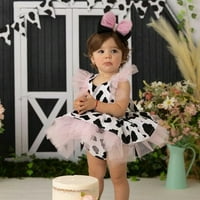 Dječja djevojka odjeća Toddler Romper haljina krava print tulle bez rukava Tutu haljine za kosu za kosu