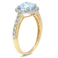 2.37ct okrugli rez plavi simulirani dijamant 18k bijelo žuti zlatni godišnjički angažman halo prstena