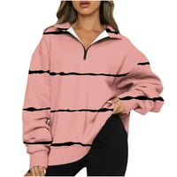Ženska prevelika dukserija na pola zip pulover, tromjesečje dugih rukava Zip Hoodie Tops Fall Modne odjeće Teen Girls Fall Y2K odjeću Pink XL