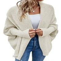 Glookwis ženski džemper s dugim rukavima duks labavi kaput ugodno rebrasta pletena odjeća šal vrat obična jakna