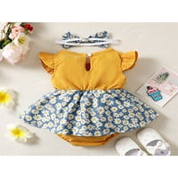 Frobukio Toddler novorođenčad za djecu za djecu Romper haljina Daisy Print Bow Summer Casual Flyne rukave