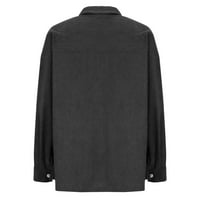 Ženska corduroy jakna casual bahat kaput džepova dugih rukava Cardigan bluza crna m