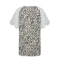 Ženski bluze Square dekolte grafički otisci bluza modne ženske plus ljetne majice kratkih rukava bijele s