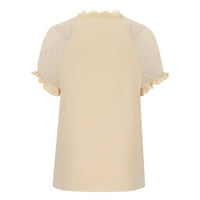 Ženske ljetne vrhove kratki rukav čipkasti obloge Pulover T-majice Ležerne prilike jednostavne čvrste izlaske vrhova bluza