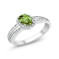 Gem Stone King 7x ovalni zeleni peridot 1. CT Sterling srebrni prsten