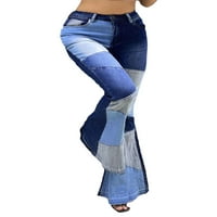 Arvbitana Ženska bljeskalica za patchwork visokog struka dno Ležerne prilike Slim Fit Hlače Vintage Grunge pantalone Srednja odjeća