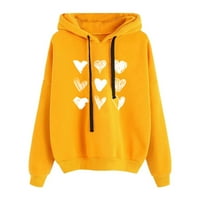 Cute Teen Girl Fall Jacket Casual Drawstring Clothes Zip Up Y448K Hoodie with Pocket Women's Casual Fashion Solid Color Valentine's Day Printed Long Sleeved Hooded Sweater Yellow S
