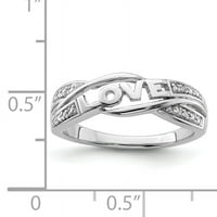 Sterling Silver Rodium dijamantski ljubavni prsten veličine 6