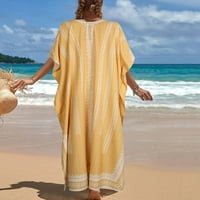 Pogorčenje kupaćim kostima za žene Stripe Print Plus Veličina Povjeru na plaži Side Split kupaći odijelo