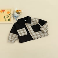 Qiylii Toddler Majice za bebe, Kontrastne boje Patchwork Plaid Revel bluza