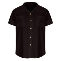 GUZOM T majice za žene- casual kratkih rukava udobne košulje Carlel Majice sa čvrstim kratkim majicama Black XXL
