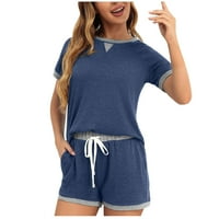 Dianli Womens set okrugli izrez Čvrsto trendi elastična vučna odjeća kratke hlače za spavanje Slatko