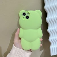 Medvjedi telefon Kompatibilan s iPhone Pro, slatka futrola 3D zelena medvjeda, lijep crtani crtani pokrov