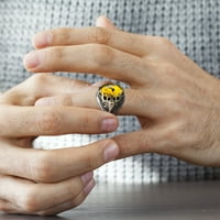 Modni vintage veliki ovalni kopneni prstenovi moći muški vintage umetnuti žuti crveni cirkon mrav prstenovi